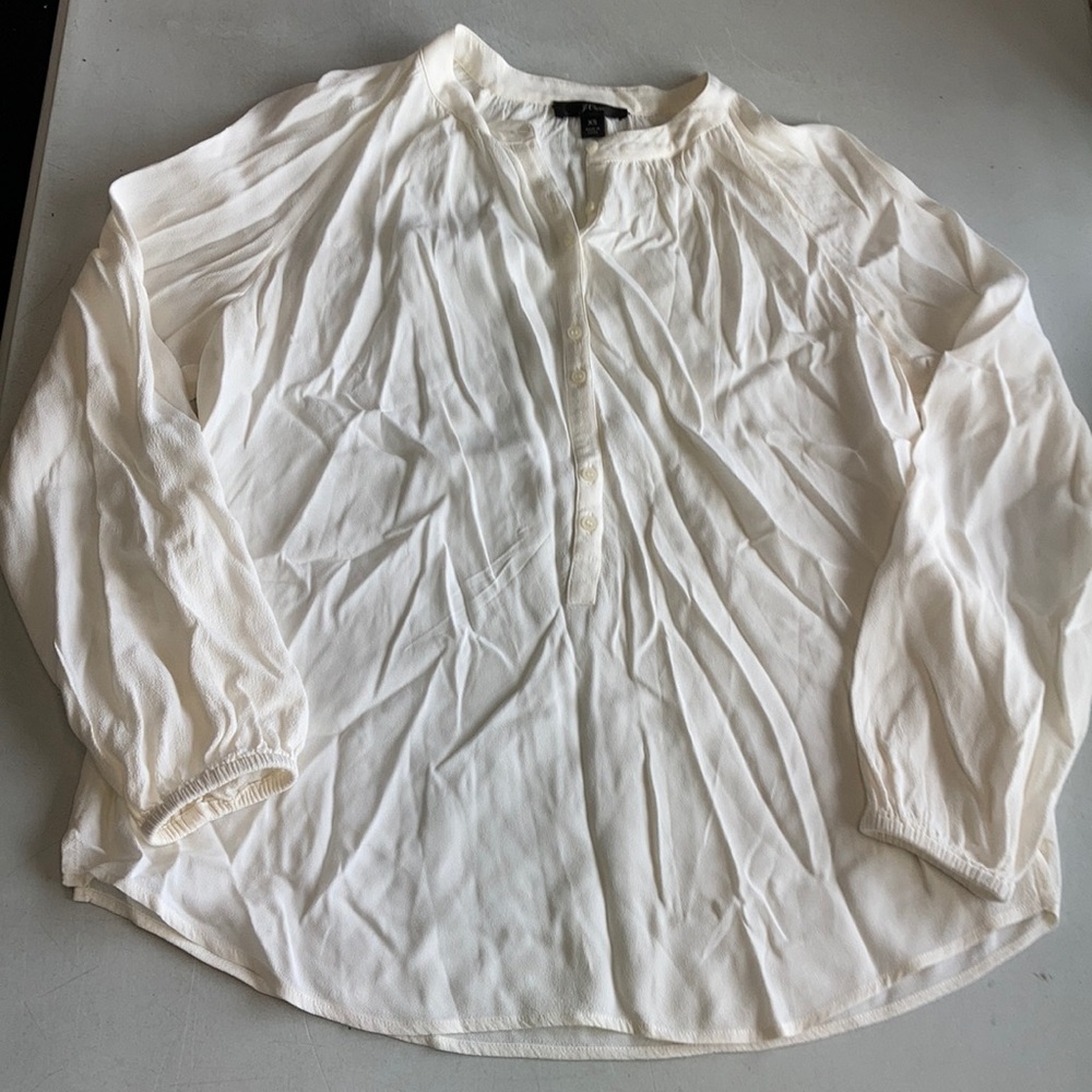 EUC J Crew White Button Down Long Sleeve Blouse Size XS